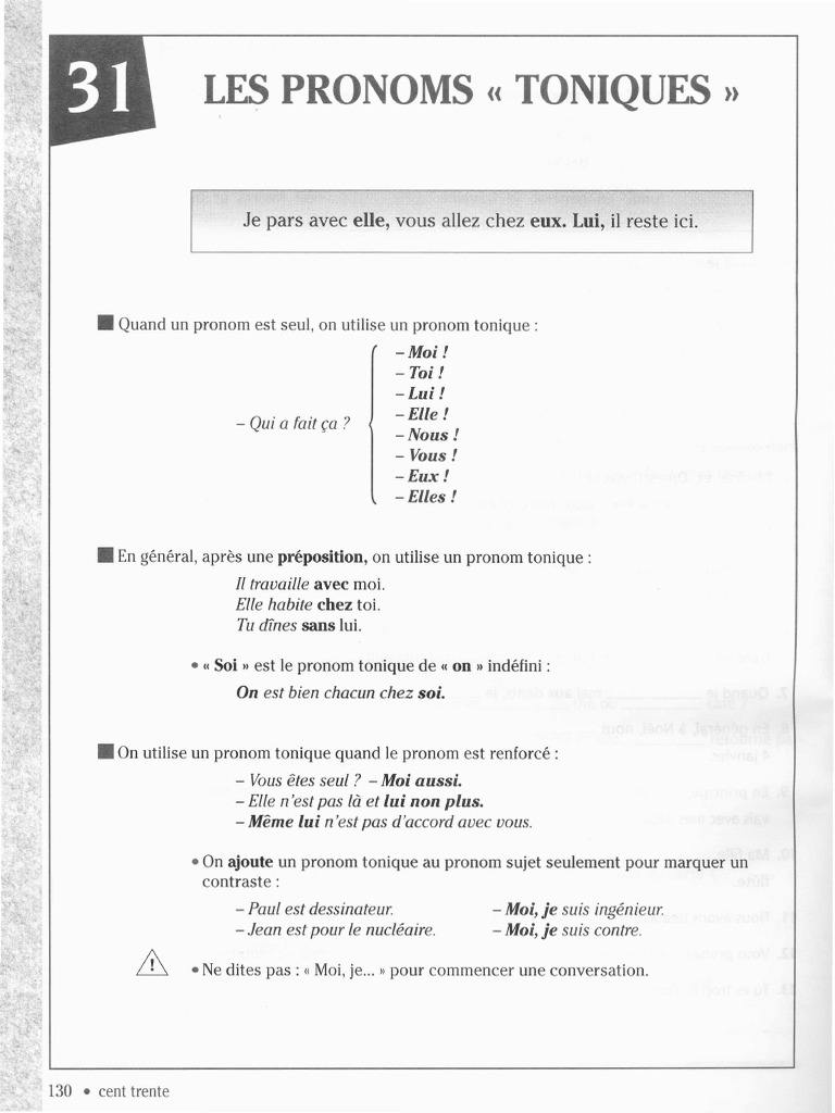 Les Pronoms Exercices Corrigés Pdf Les Pronoms Toniques PDF | PDF