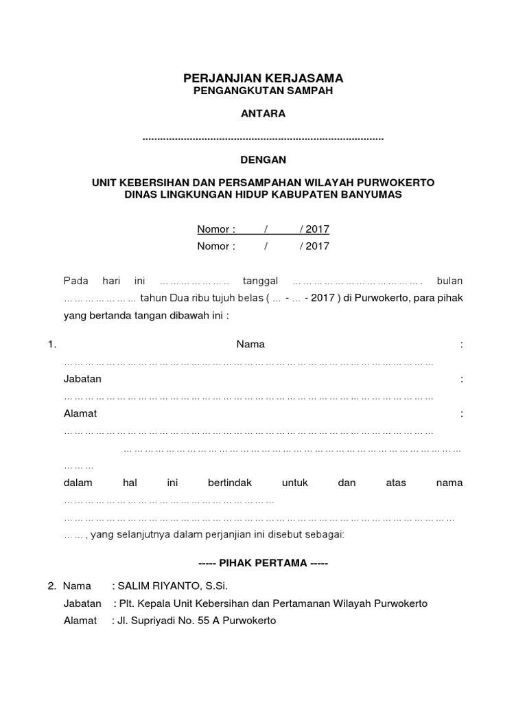 Perjanjian Pengambilan Sampah Pdf