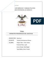 Variantes regionales del Quechua