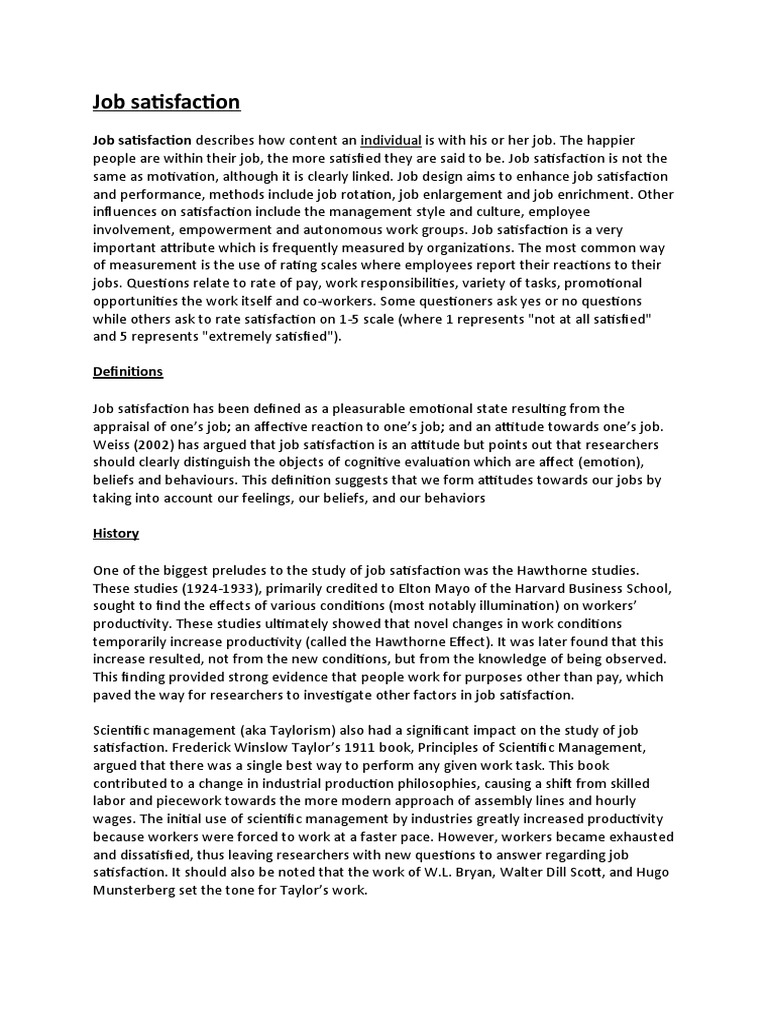 Understanding Job Satisfaction Factors | PDF | Job Satisfaction ...