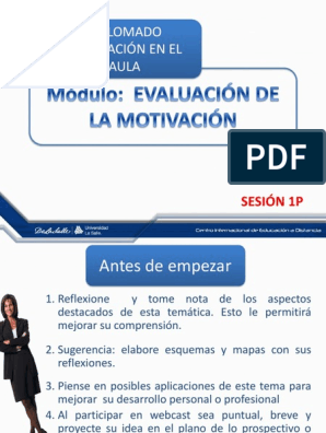 Sesion 1p Evaluacion de La Motivación | PDF | Toma de decisiones |  Motivación