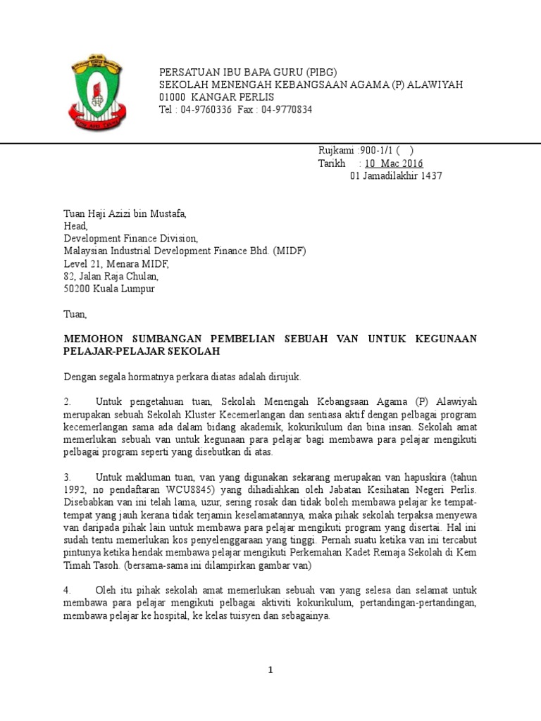 Surat Sumbangan Van Tn Hj Azizi Pdf