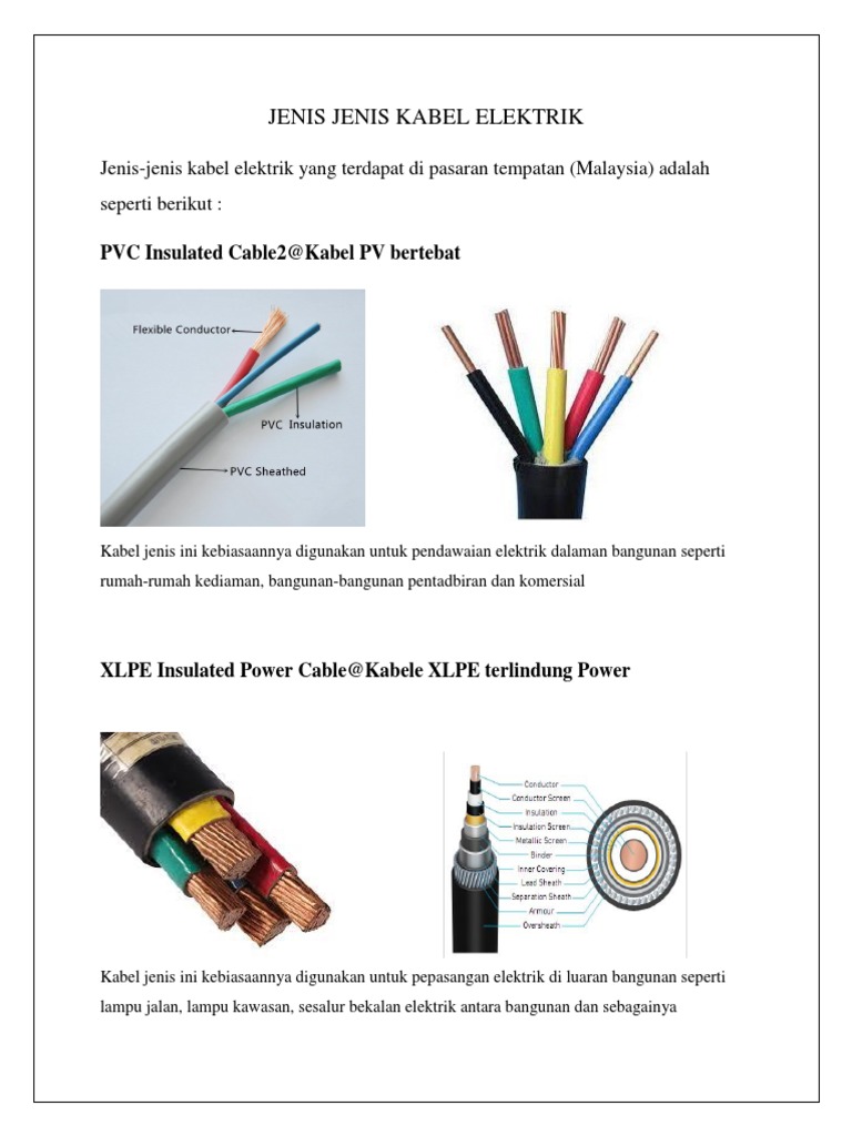  Jenis Jenis Kabel  Elektrik