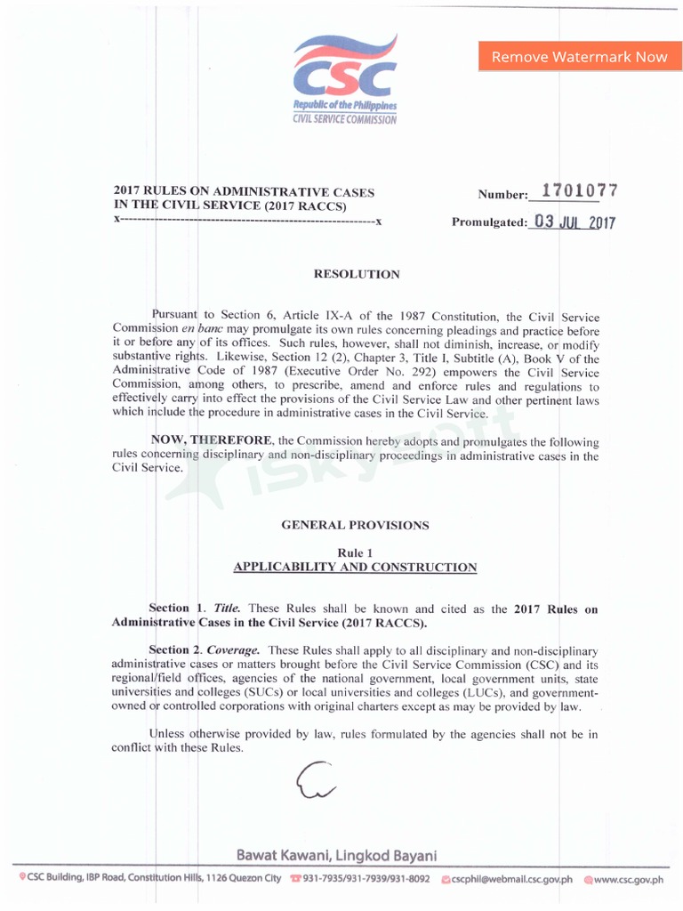 Revised Rules On Admin Cases in The CSC PDF