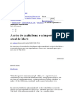 A crise do capitalismo e a importância atual de Marx