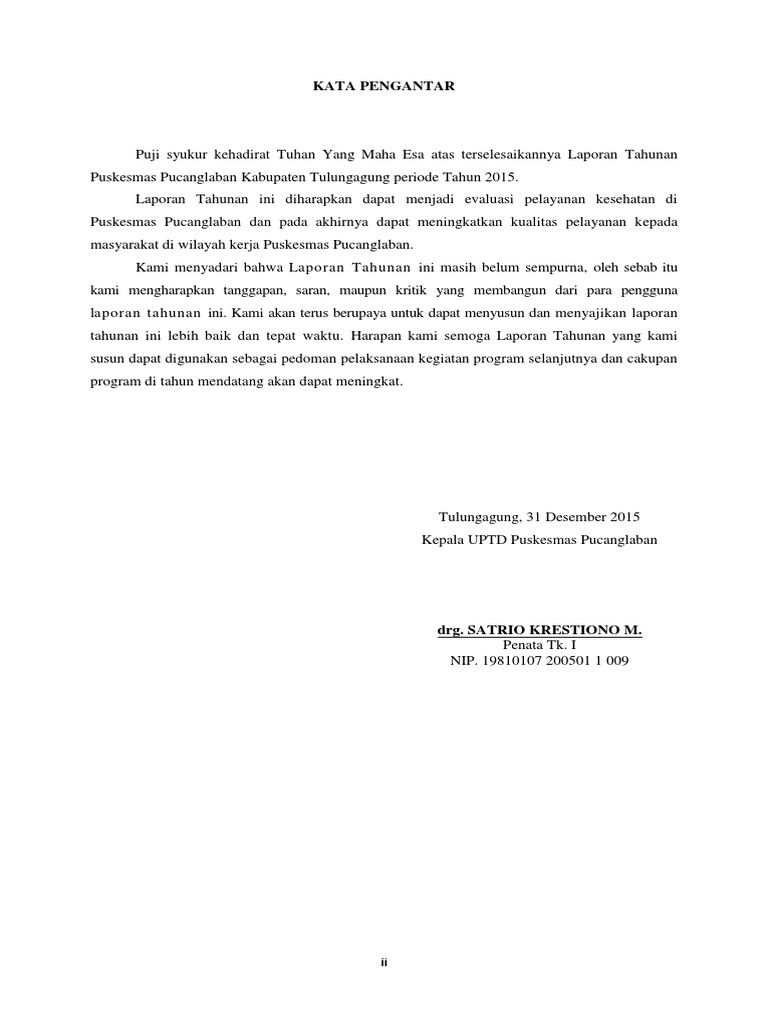 Kata Pengantar Laporan Tahunan