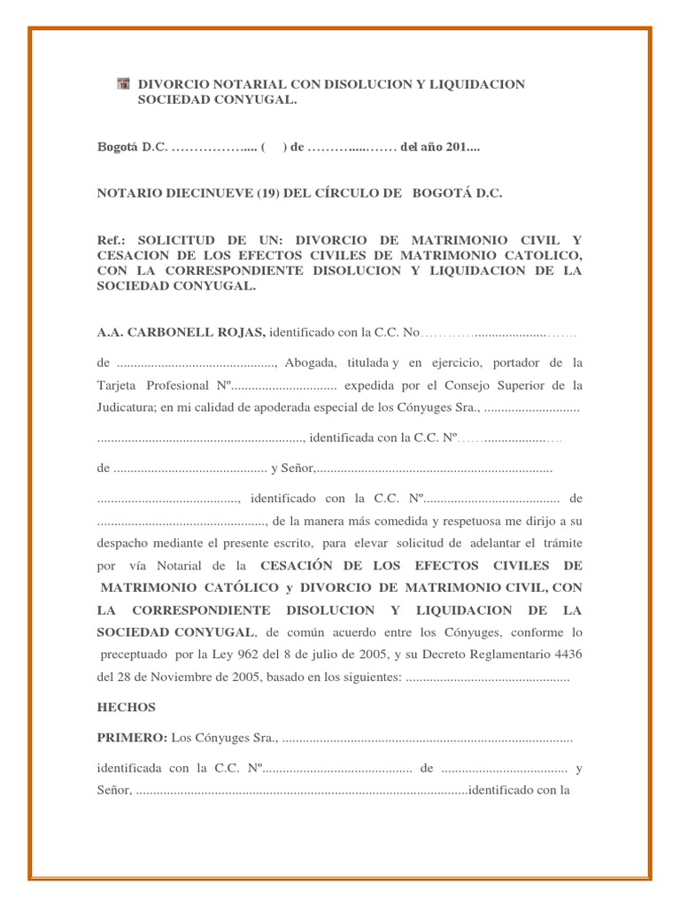 Divorcio Notarial Con Disolucion y Liquidacion Sociedad Conyugal | PDF |  Divorcio | Matrimonio