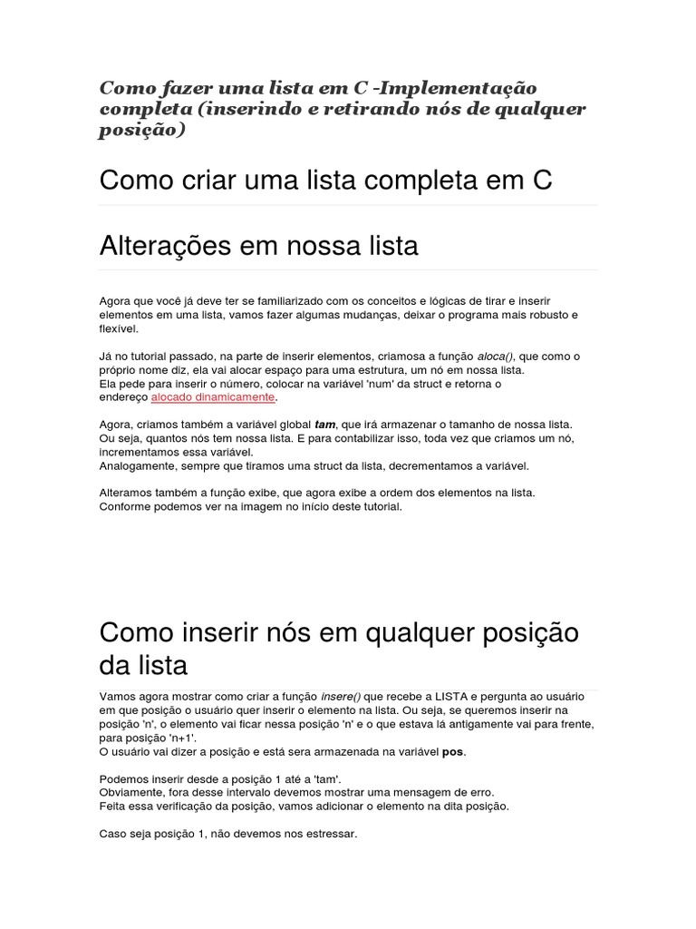 Como Fazer Uma Lista Em C | Ponteiro (Programação de Computadores) | Dados