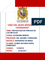 Proyeccion de Precios de Los Metales