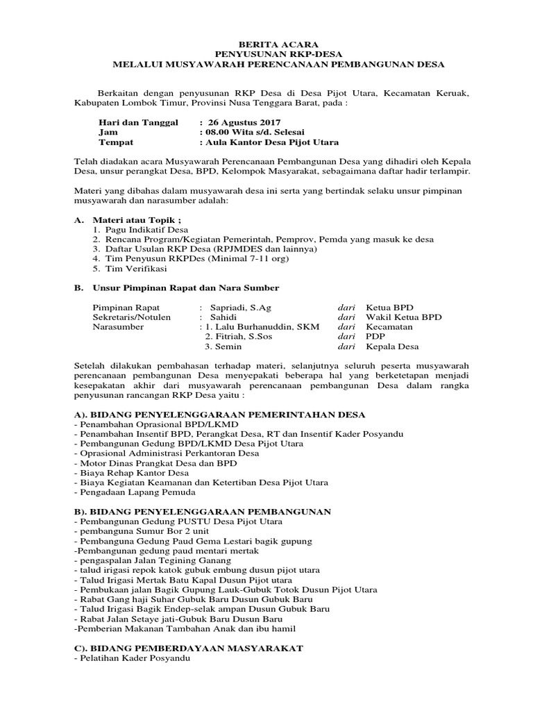 Notulen Musdes RKP Desa 2025 | PDF