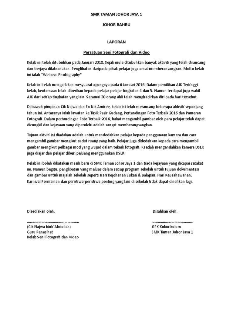 Contoh Laporan Fotografi Majalah PDF