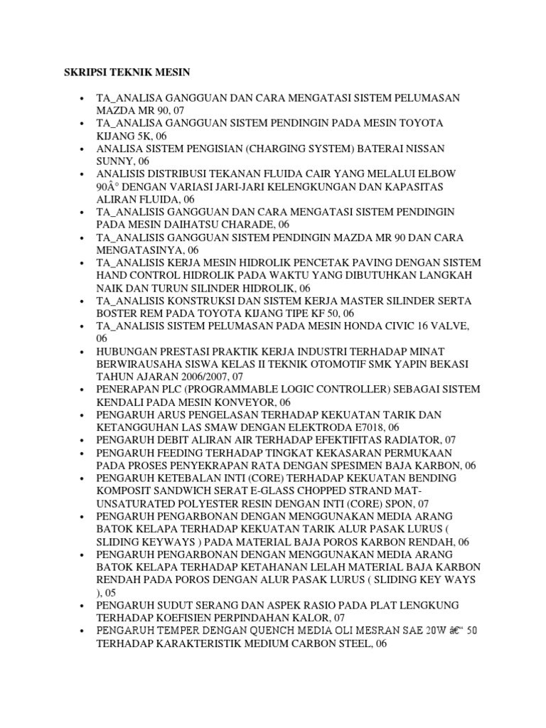 Skripsi Teknik Mesin | PDF
