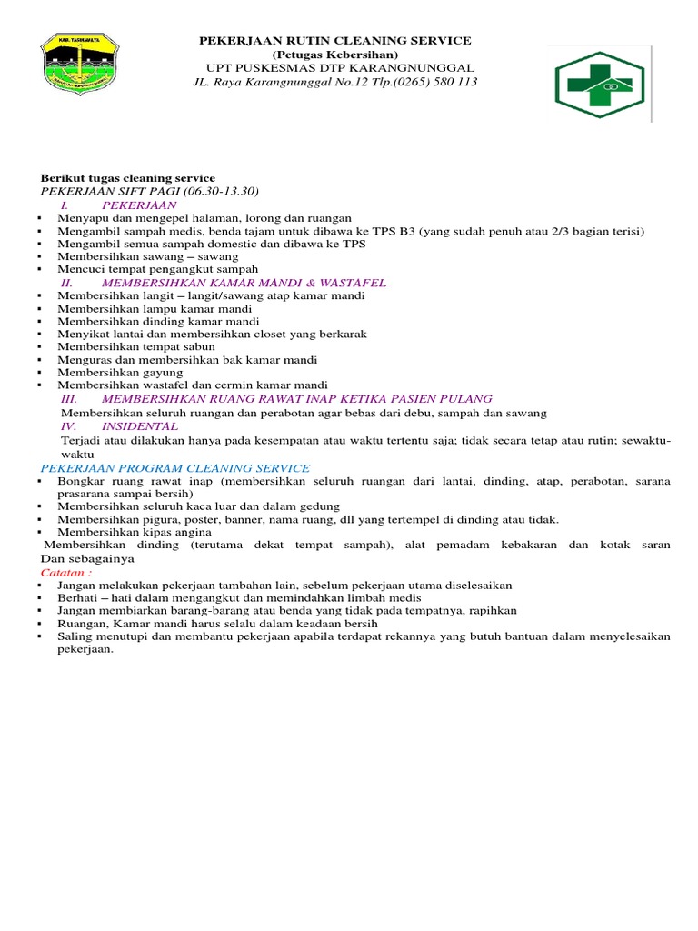 Tugas Cleaning Service Di Rumah Sakit
