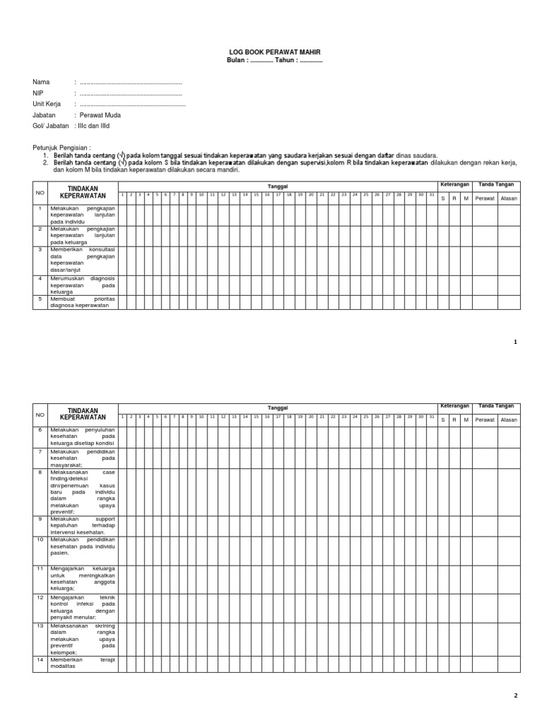 Contoh Logbook Perawat