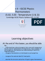 Form 4 – IGCSE Physics - Thermometers