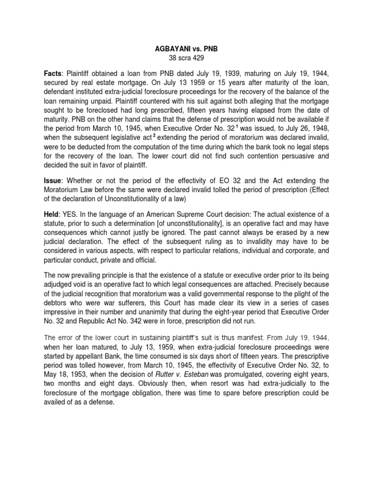 Serrano de Agbayani Vs PNB PDF Foreclosure Statute Of Limitations