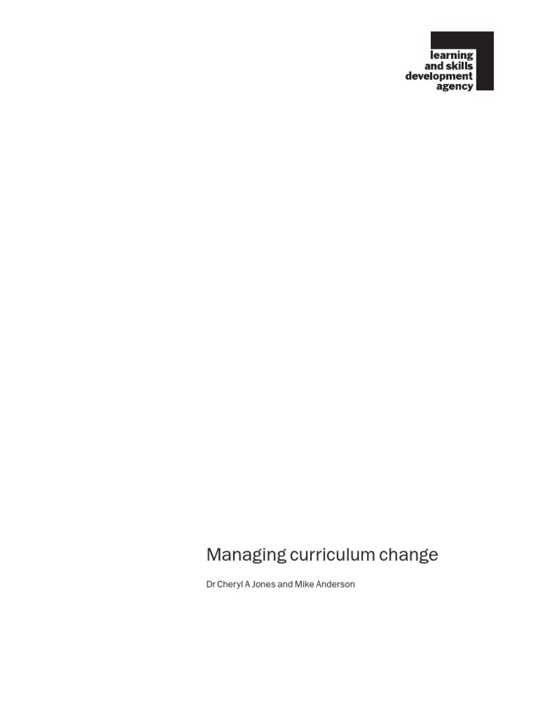 Managing Curriculum Change DR Cher Yl A Jones and Mike Anderson PDF