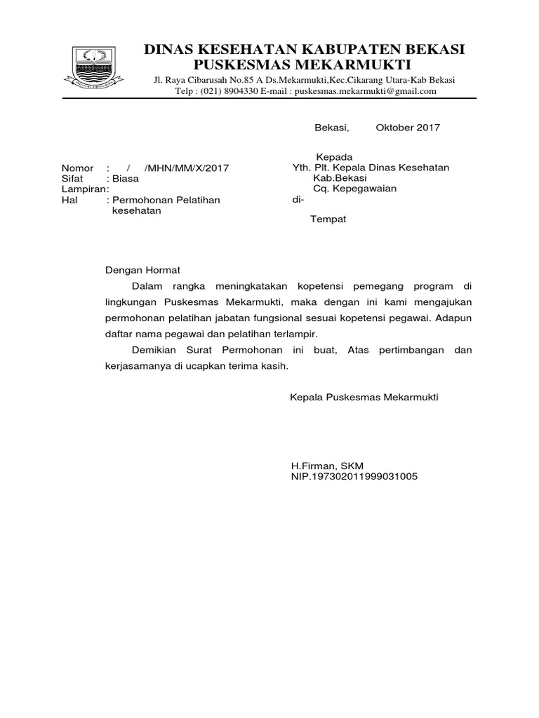 Surat Permohonan Pelatihan Pdf