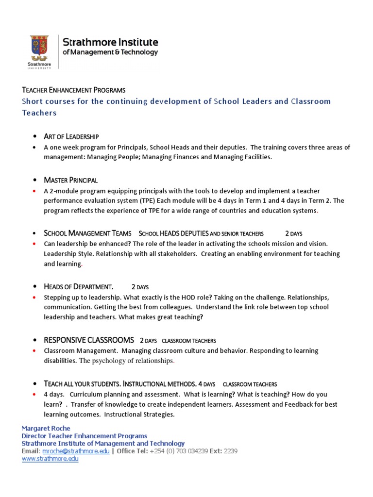 Teacher Enhancement Programs | PDF | Career & Growth