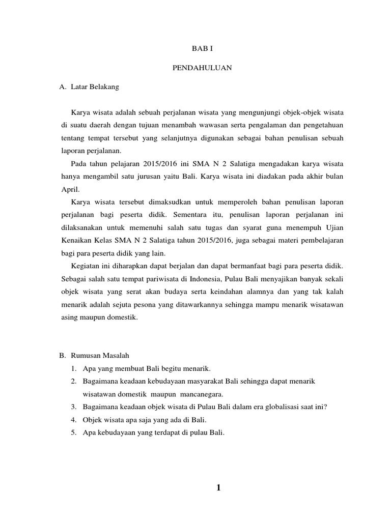 Contoh Laporan Perjalanan Wisata Ke Bali Seputar Laporan