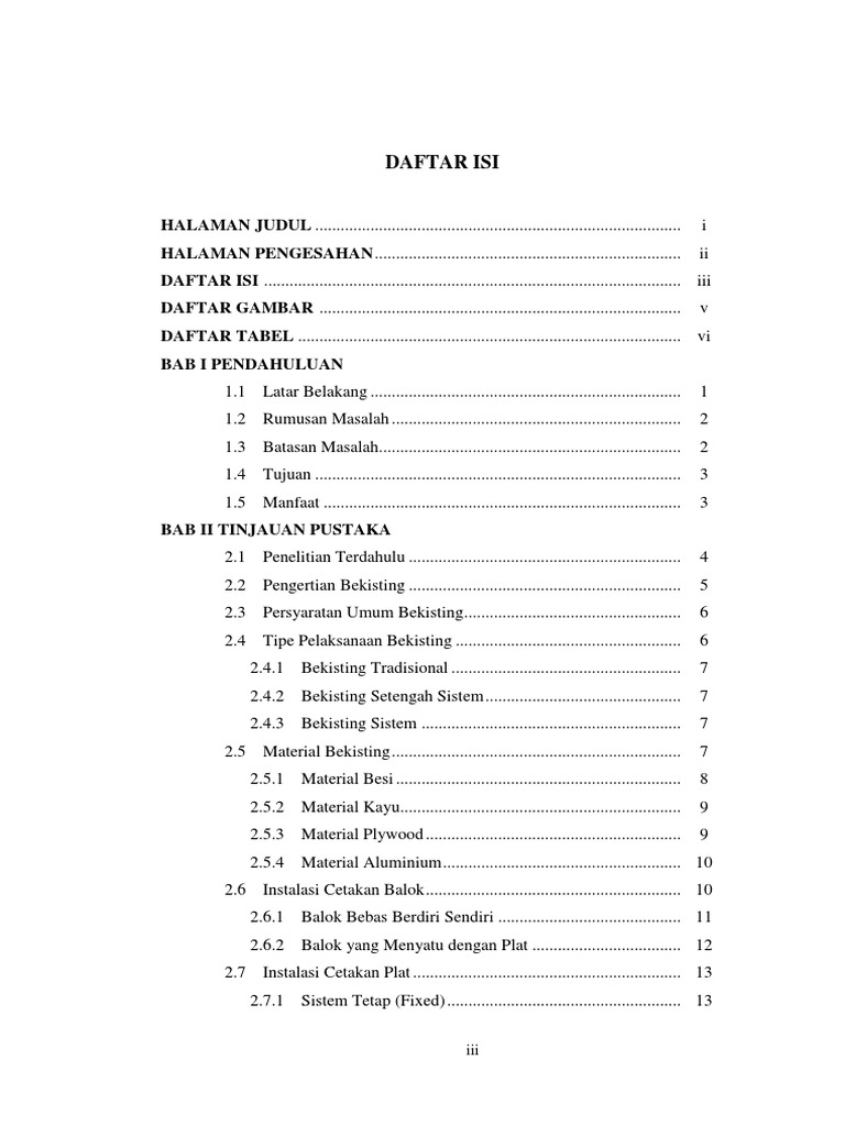 Contoh Daftar Isi Skripsi