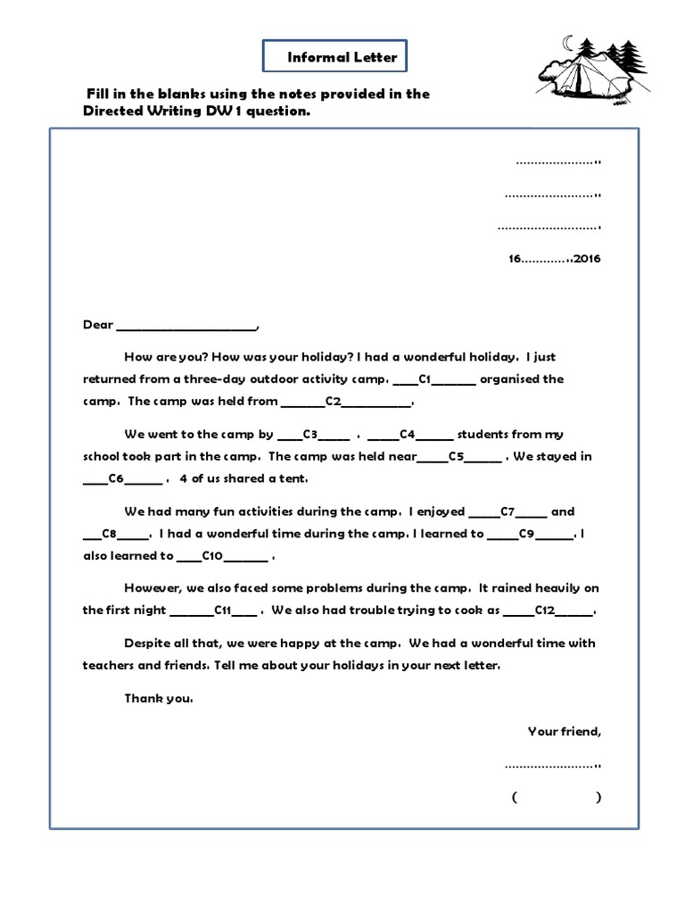 Informal Letter DW1 | PDF | Leisure