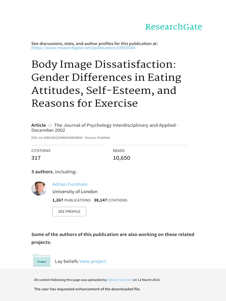 Body Image Pdf , Body image as a global mental health concern – PRWB
