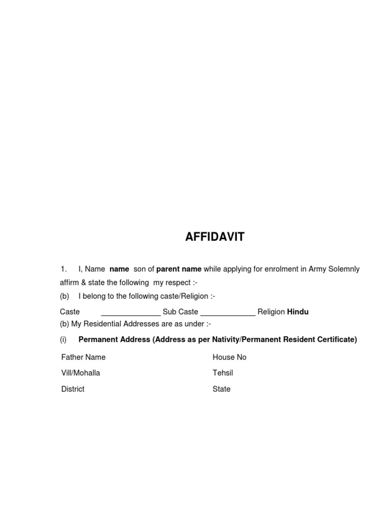 Army Affidavit | PDF