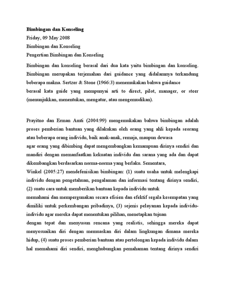 Dasar Dasar Bimbingan Dan Konseling Pertanyaan