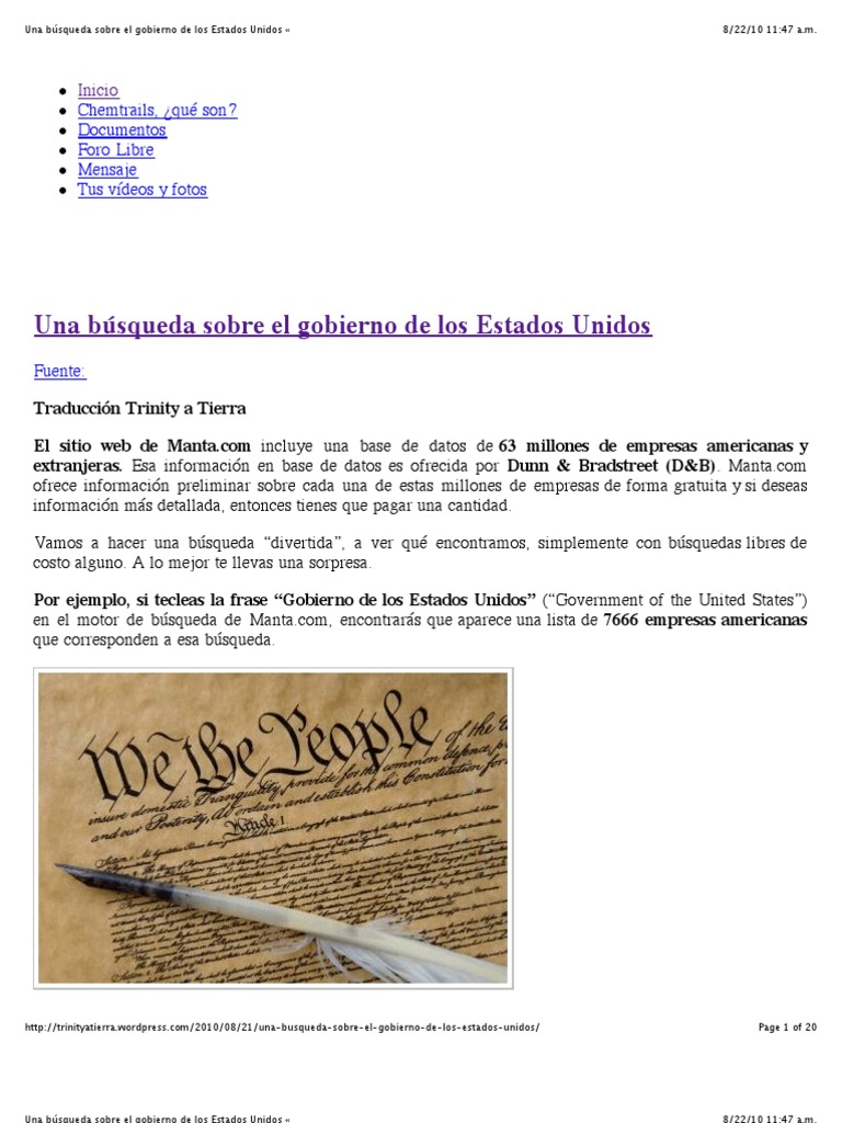 Una Búsqueda Sobre El Gobierno de Los Estados Unidos | PDF ...
