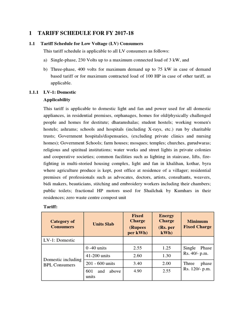 Tariff Schedule 1718 PDF Mill (Grinding) Electrical Grid
