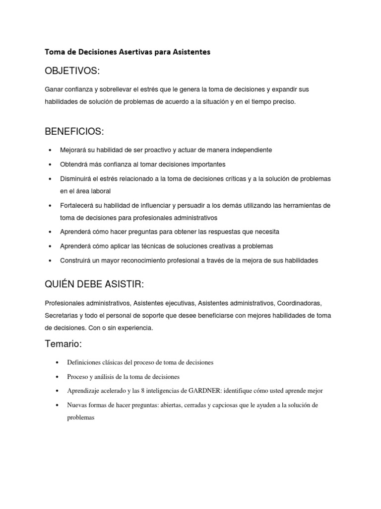 Toma de Decisiones PDF | PDF | Crecimiento personal y profesional ...