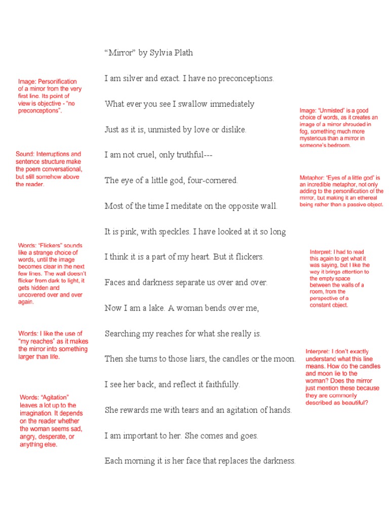 "Mirror" by Sylvia Plath PDF