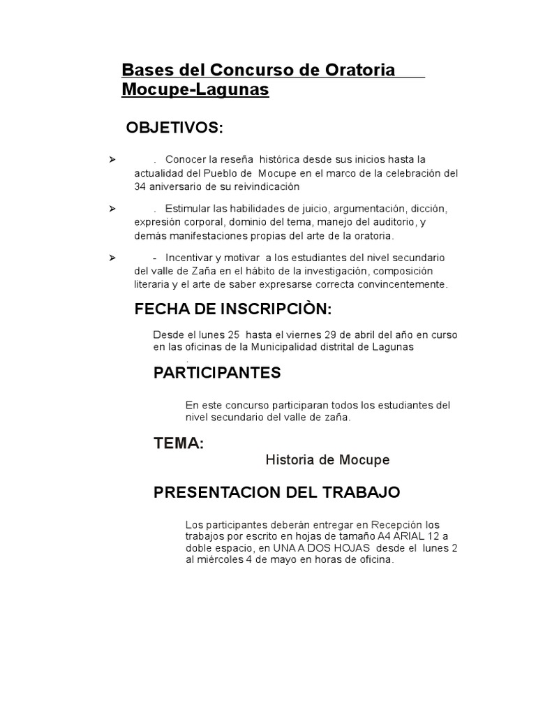 Concurso de Oratoria en Mocupe 2023 | PDF | Crecimiento personal y ...
