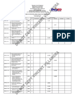 Table of Specification