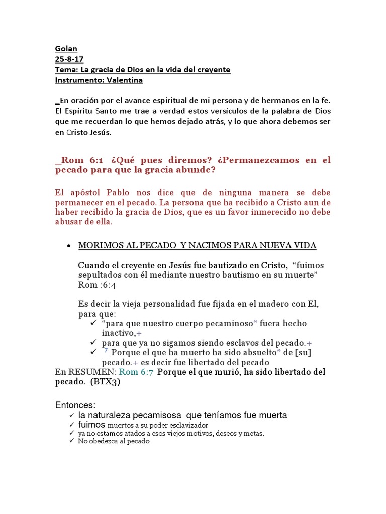 La Gracia de Dios en el Creyente | PDF | Cristo (título) | Pecado