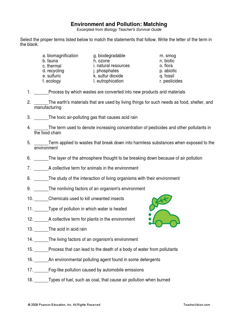 GREEN Pollution Matching | PDF | Pollution | Air Pollution