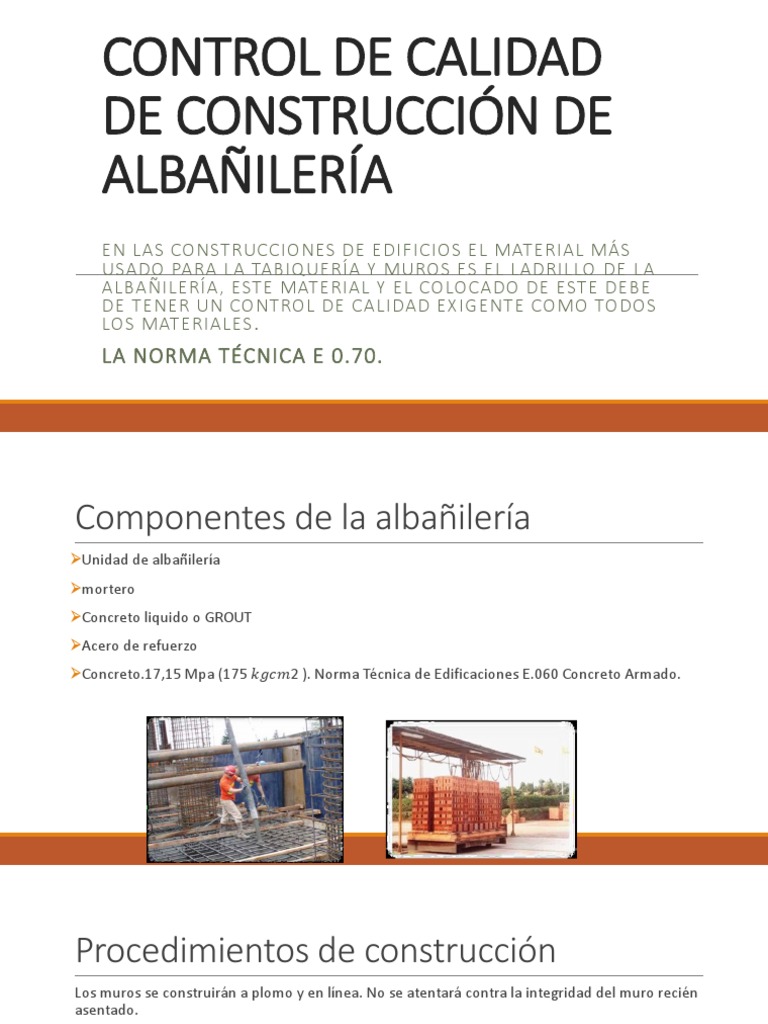 Control de Calidad en Albañilería | PDF | Albañilería | Ingeniería de ...