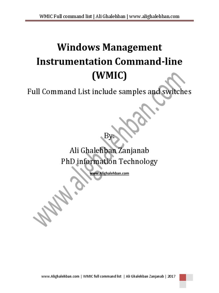 WMIC Full Command List Ali Ghalehban علی قلعه بان PDF Remote