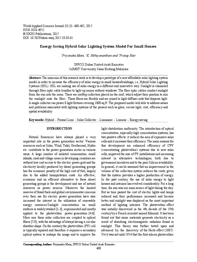 Hybrid Solar Lighting Small House | PDF | Photovoltaics | Optical Fiber