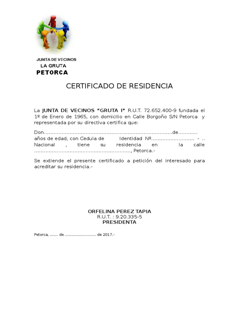 Certificado de Residencia PDF