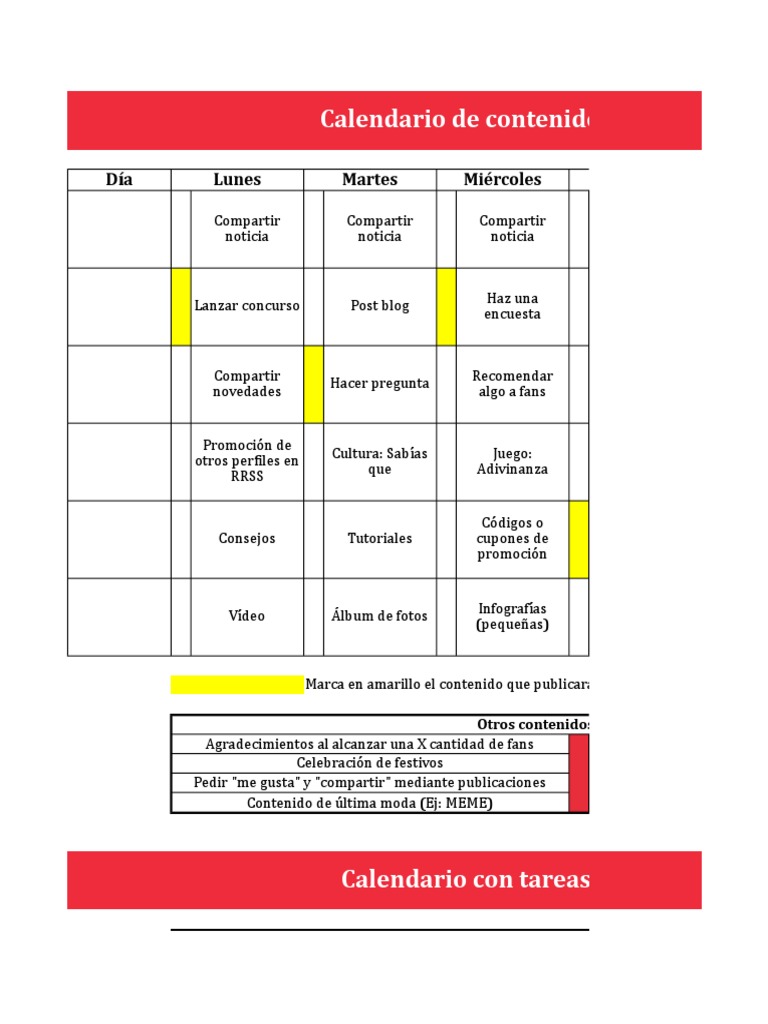 Calendario de Publicaciones en Facebook | PDF | Facebook | Blog