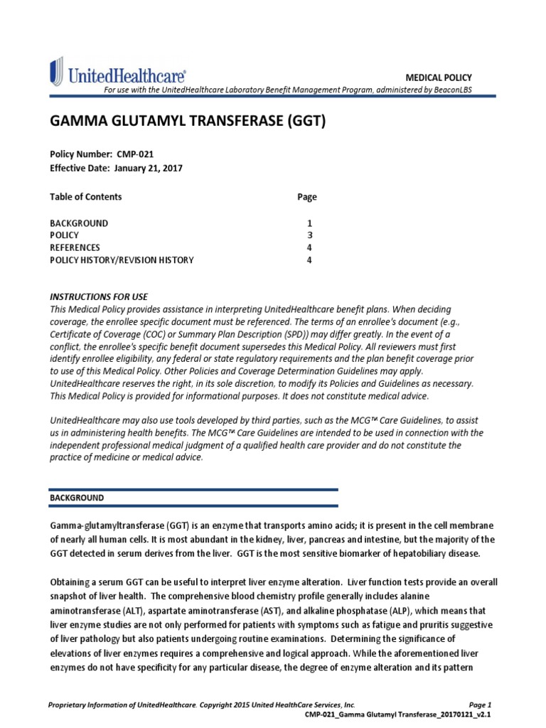 Gamma Glutamyl Transferase GGT PDF | PDF | Alanine Transaminase | Liver