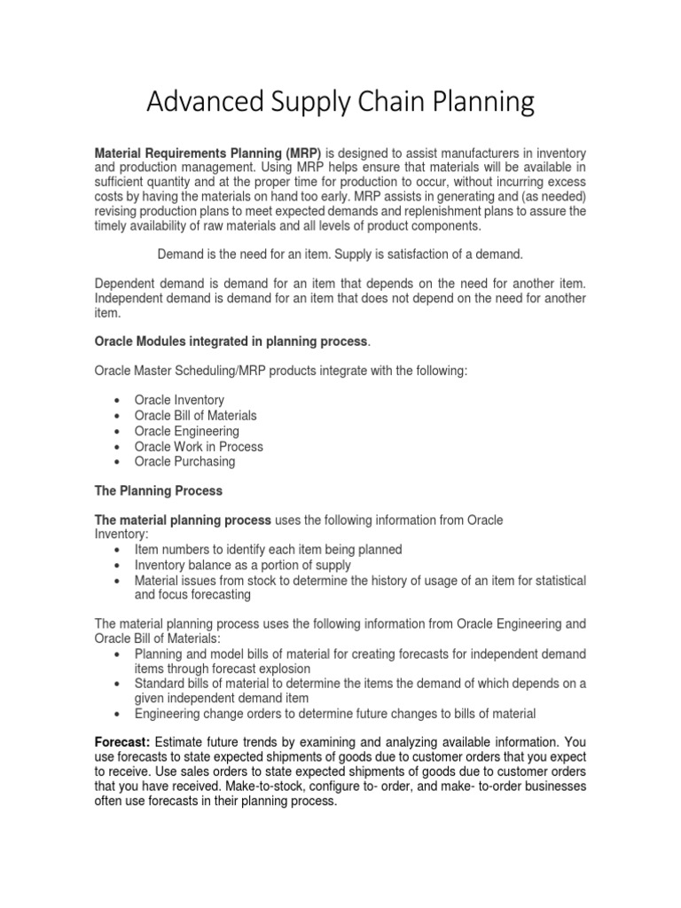 Advanced Supply Chain Planning Guide | PDF | Inventory | Forecasting
