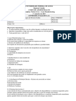 Lean Manufacturing prova UFG Catalão