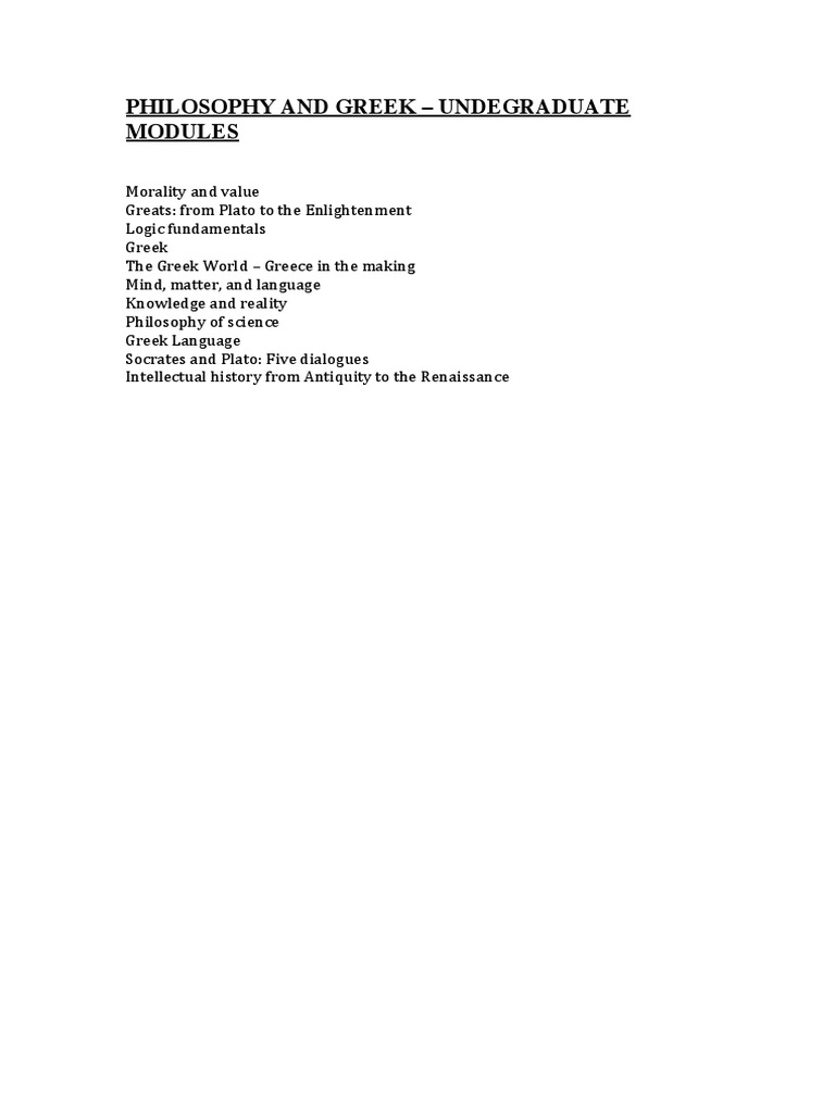 Greek Philosophy Undergraduate Modules | PDF | Social Science