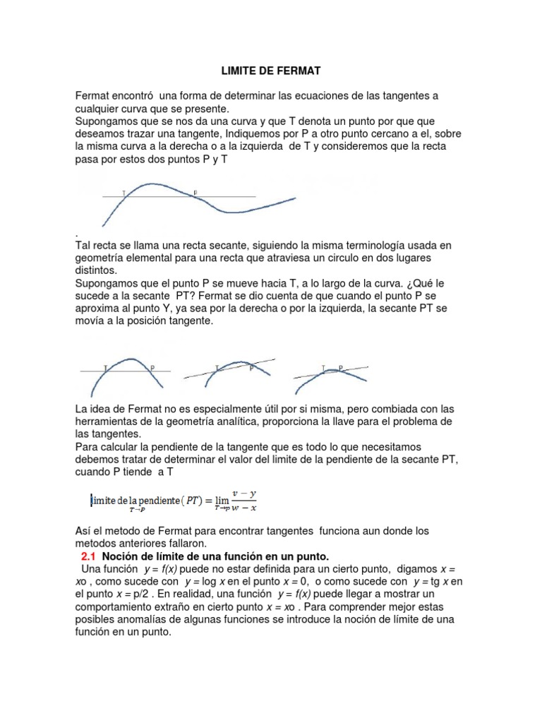 Limite de Fermat PDF Tangente Asíntota