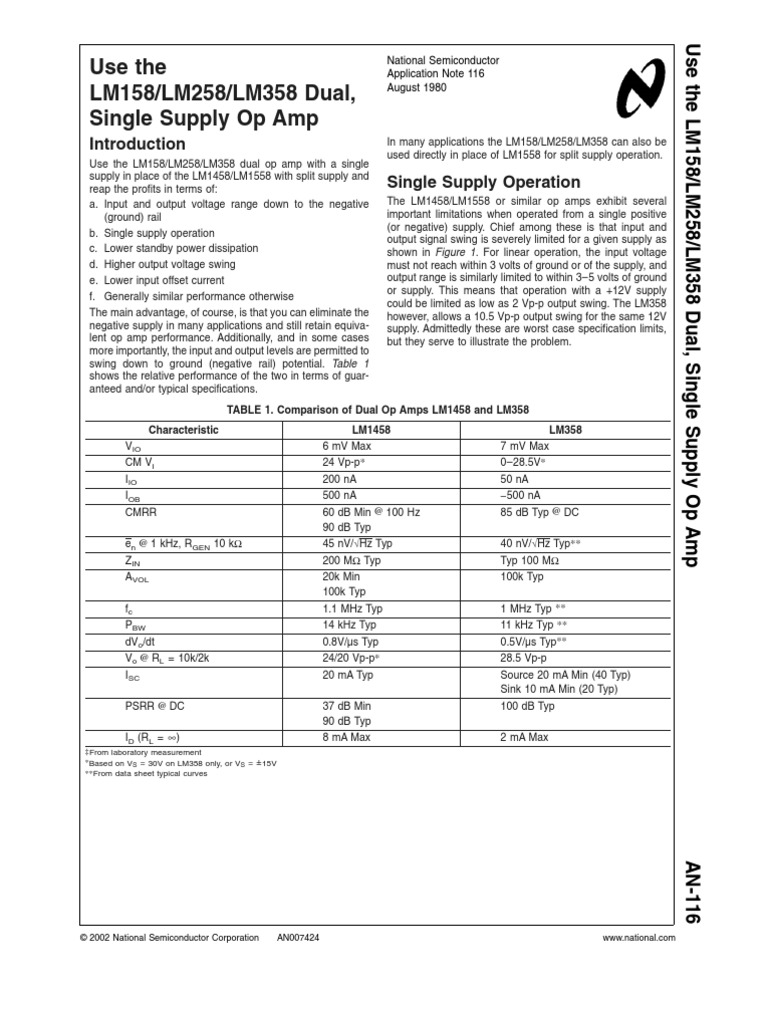 Lm358 Application | PDF | Amplifier | Operational Amplifier