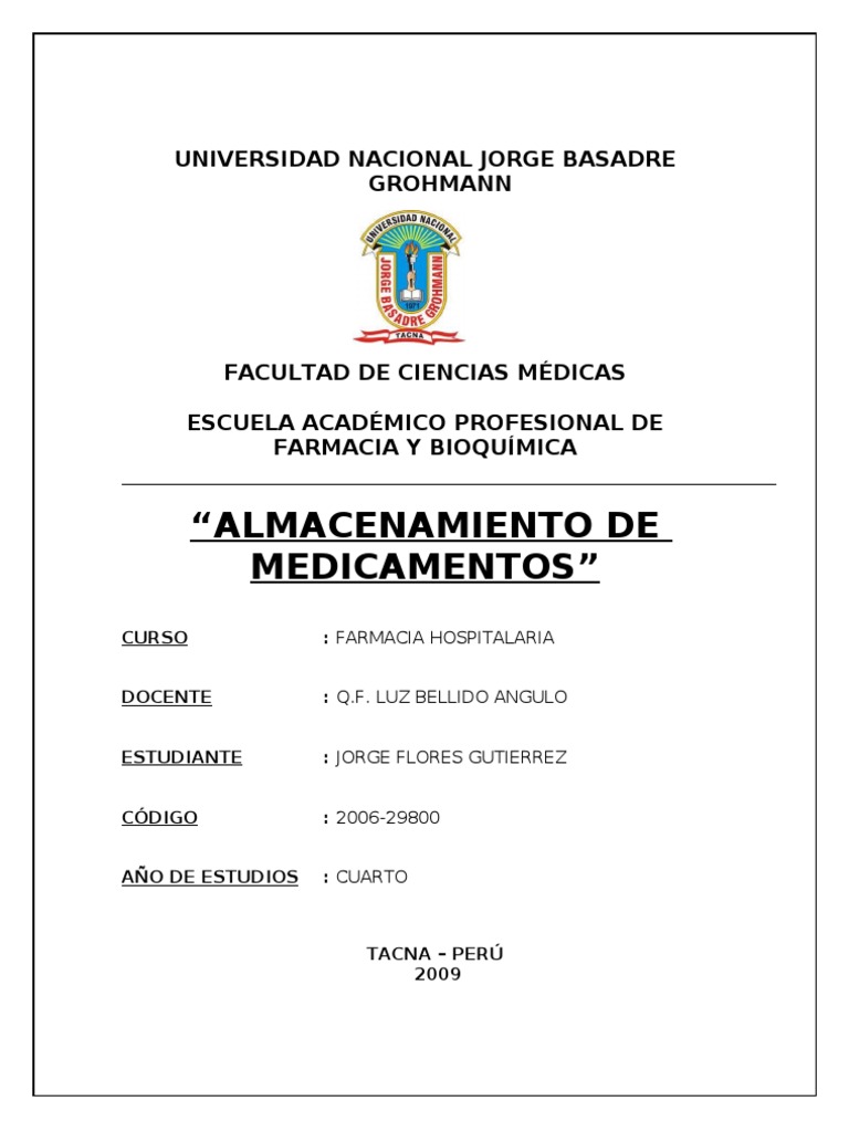 ALMACENAMIENTO DE MEDICAMENTOS