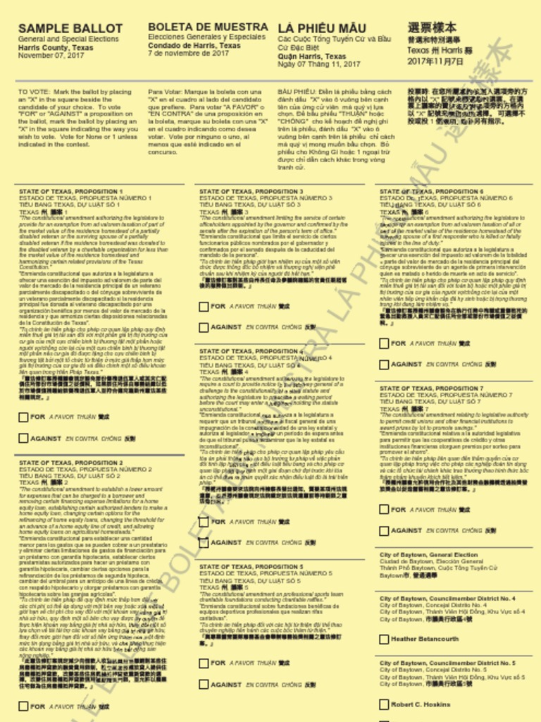2017 Harris County Elections Sample Ballot PDF